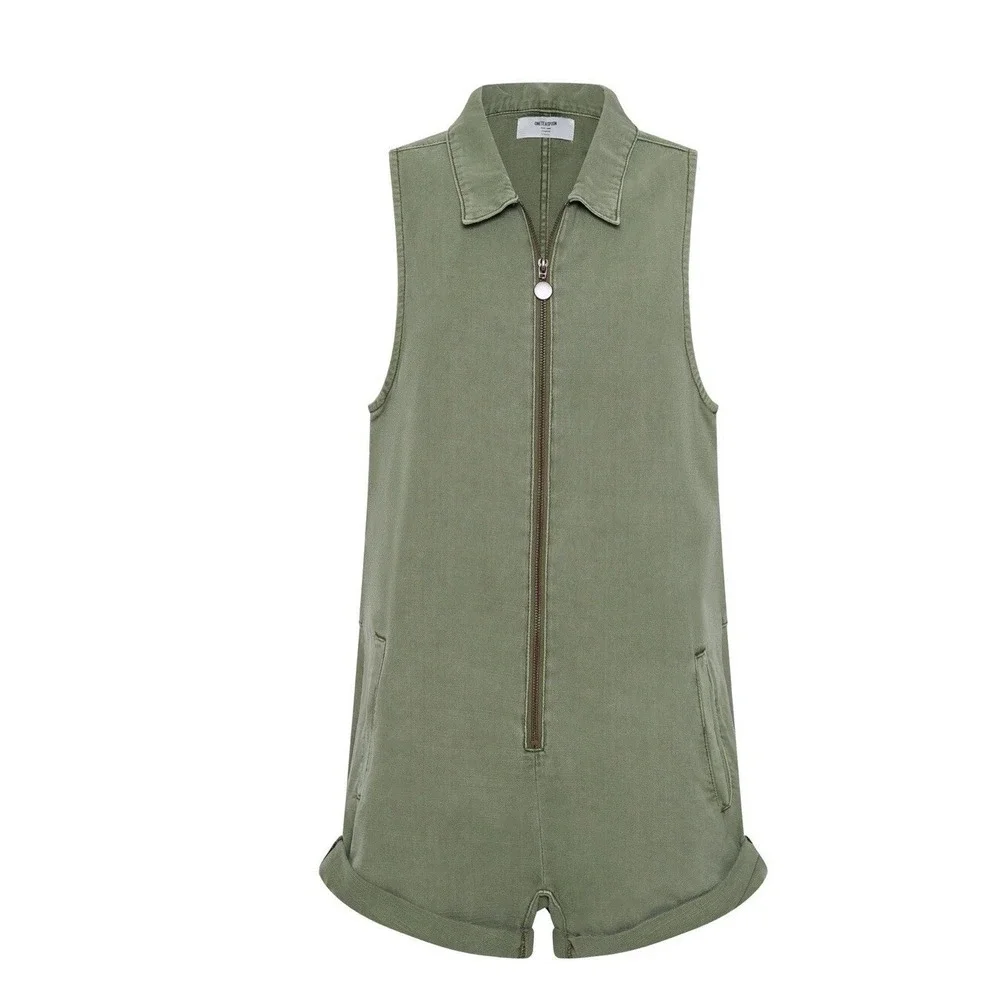 One Teaspoon $189 Romper Jumpsuit Super Green Khaki Mini Braxton Utility XS